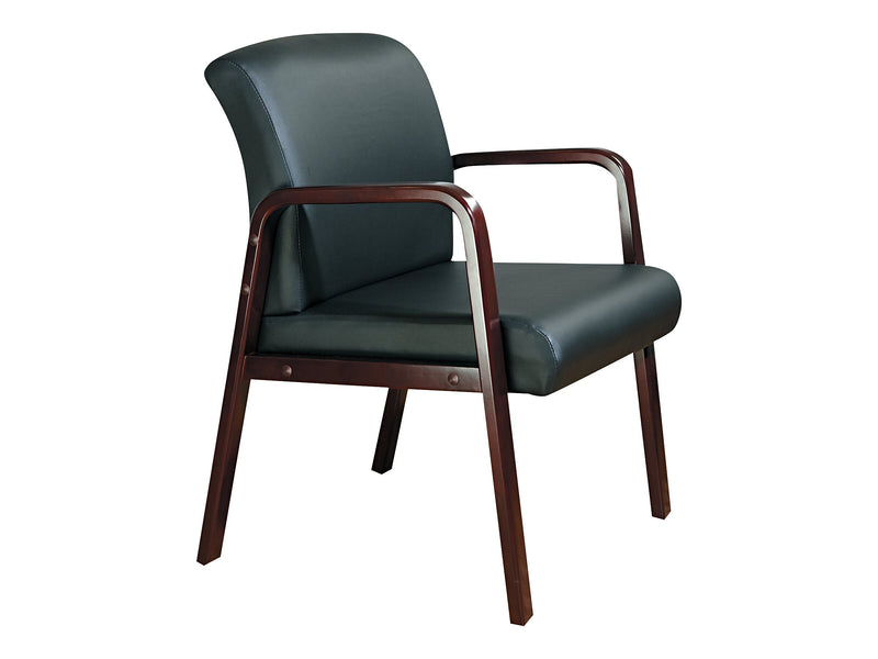 Alera Reception Lounge Series Leather Guest Chair, Black/Mahogany (ALERL4319M)