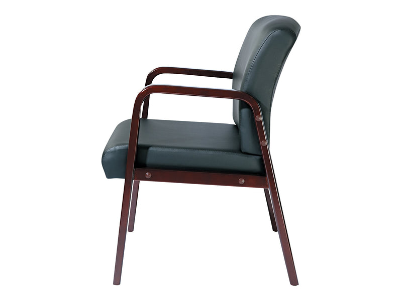 Alera Reception Lounge Series Leather Guest Chair, Black/Mahogany (ALERL4319M)
