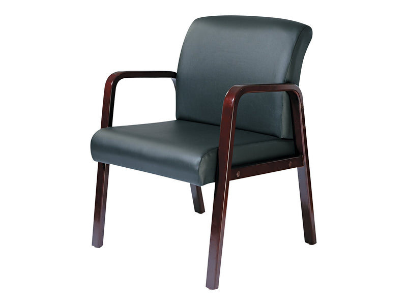 Alera Reception Lounge Series Leather Guest Chair, Black/Mahogany (ALERL4319M)
