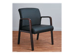 Alera Reception Lounge Series Leather Guest Chair, Black/Mahogany (ALERL4319M)