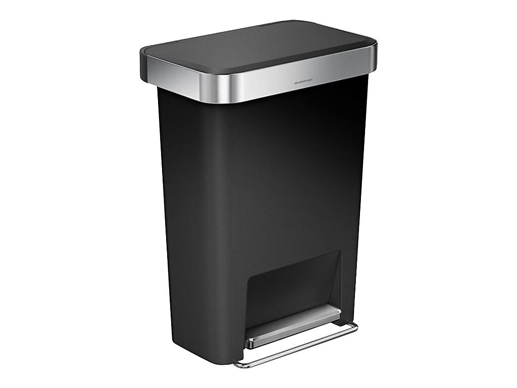 simplehuman Indoor Step Trash Can, Black Plastic, 12 Gal. (CW1385)