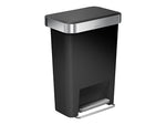 simplehuman Indoor Step Trash Can, Black Plastic, 12 Gal. (CW1385)