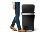 simplehuman Indoor Step Trash Can, Black Plastic, 12 Gal. (CW1385)