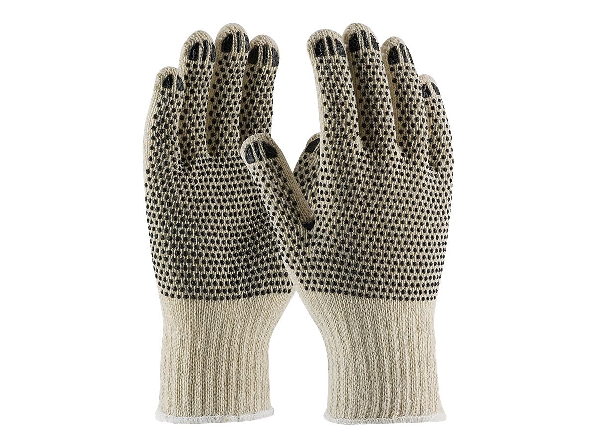 PIP PVC Coating Cotton/Polyester Gloves, Natural/Black, Small, 12/Pr (36-110PDD/S)