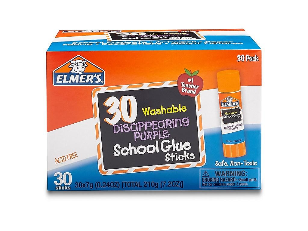 Elmer's School Washable Glue Sticks, 0.24 oz., Purple, 30/Pack (2159542)