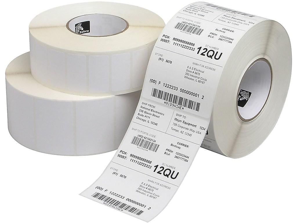 Zebra Technologies Z-Select 4000D Thermal Transfer Labels, 1 1/4" x 2 1/4", Bright White, 2100/Roll, 12 Rolls/Box (10015341)