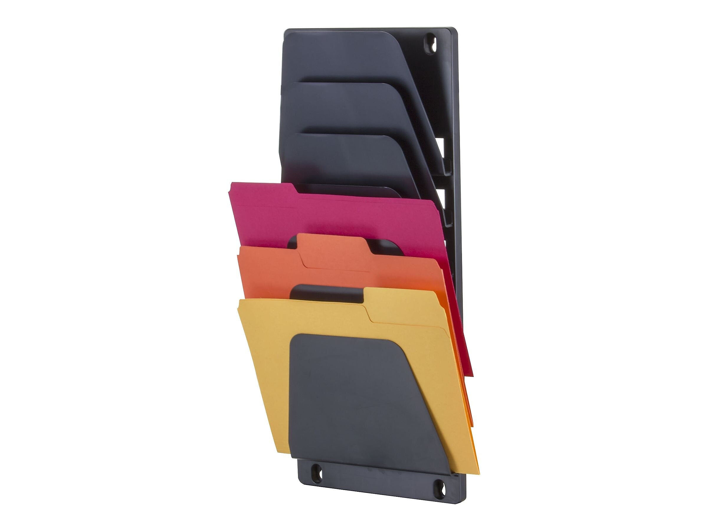 OfficeMate 7-Pocket Plastic Wall File,  Black (21505)