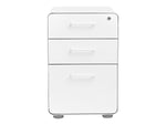 Poppin Stow 3-Drawer Mobile Vertical File Cabinet, Letter/Legal Size, Lockable, 24"H x 15.75"W x 20"D, White (100425)