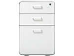 Poppin Stow 3-Drawer Mobile Vertical File Cabinet, Letter/Legal Size, Lockable, 24"H x 15.75"W x 20"D, White (100425)