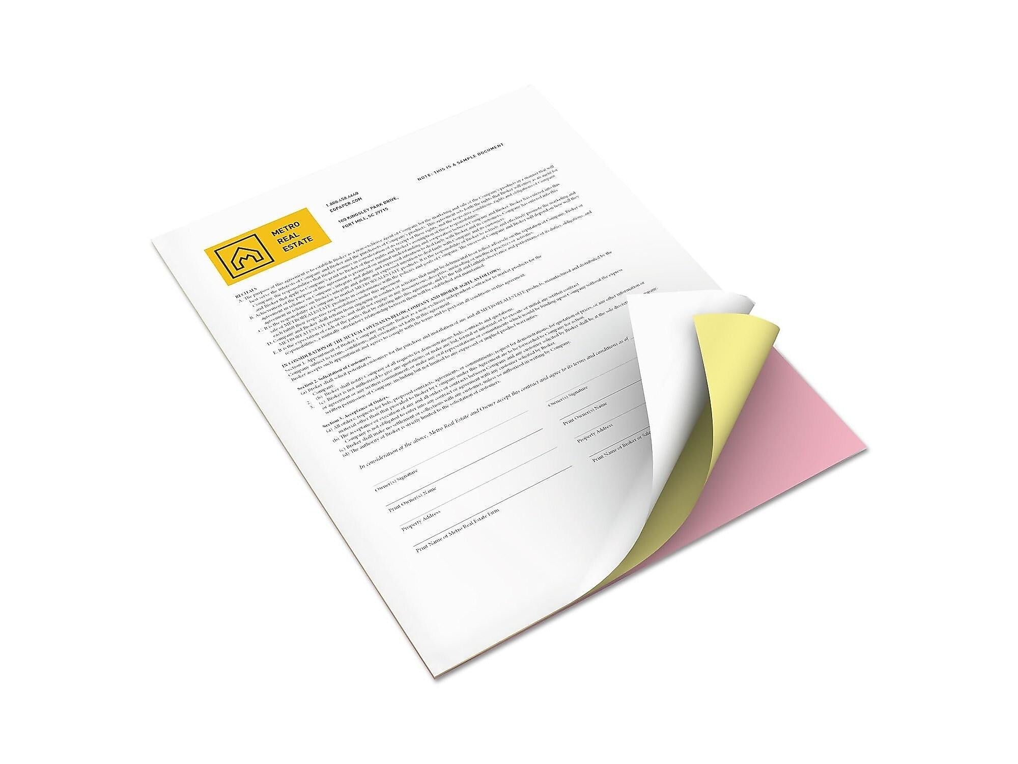 Xerox Revolution Premium Digital Carbonless Paper, 8.5" x 11", White/Pink/Canary, 500/Ream (3R12424)