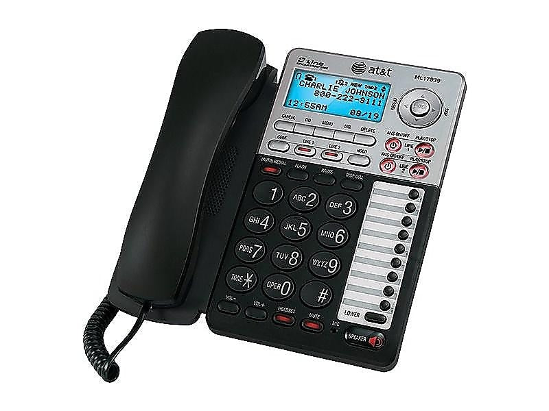 AT&T ML17939 2-Line Corded Phone, Silver/Black