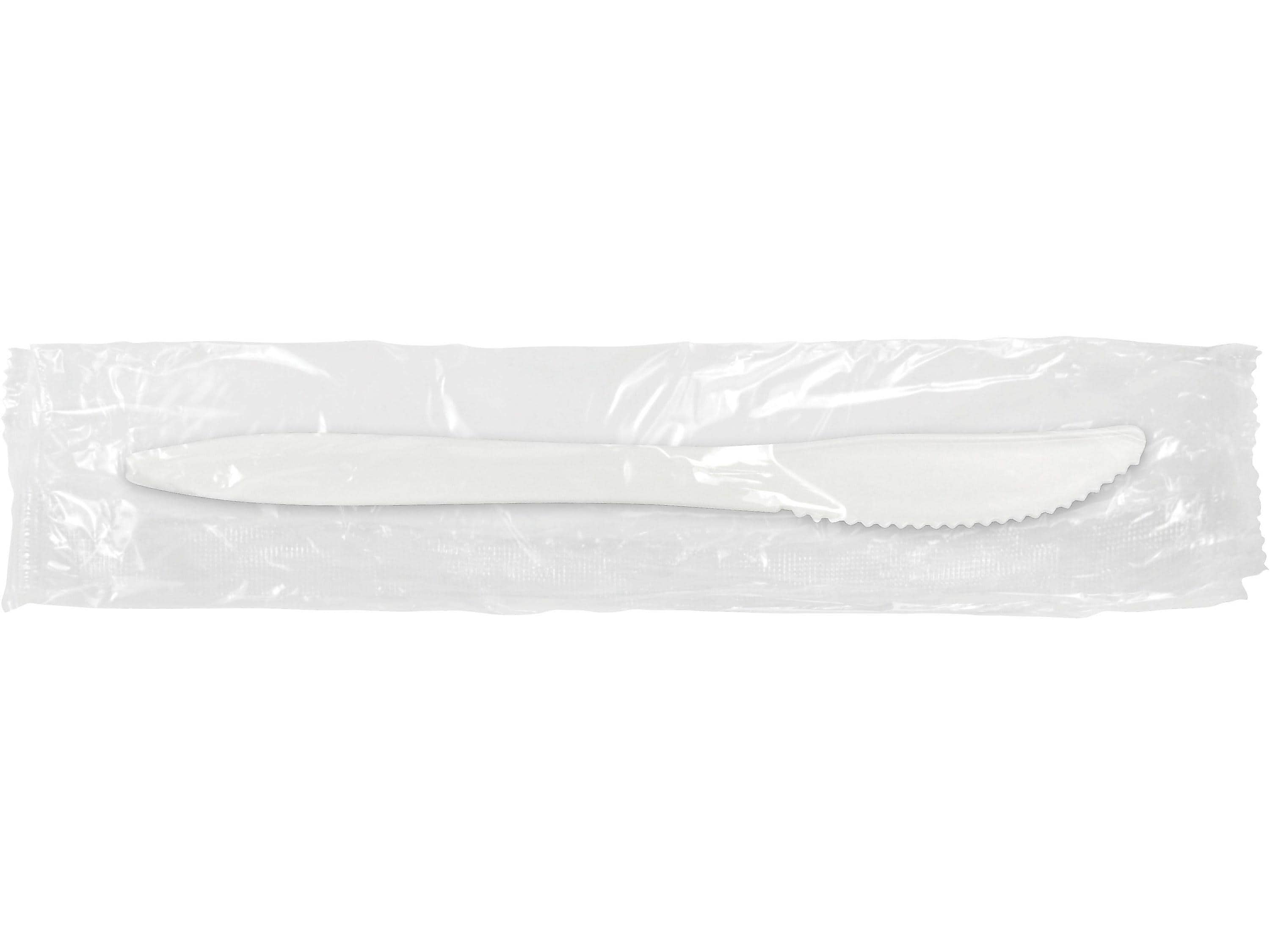Berkley Square Individually Wrapped Polypropylene Knives, Medium-Weight, White, 1000/Carton (PKMS)