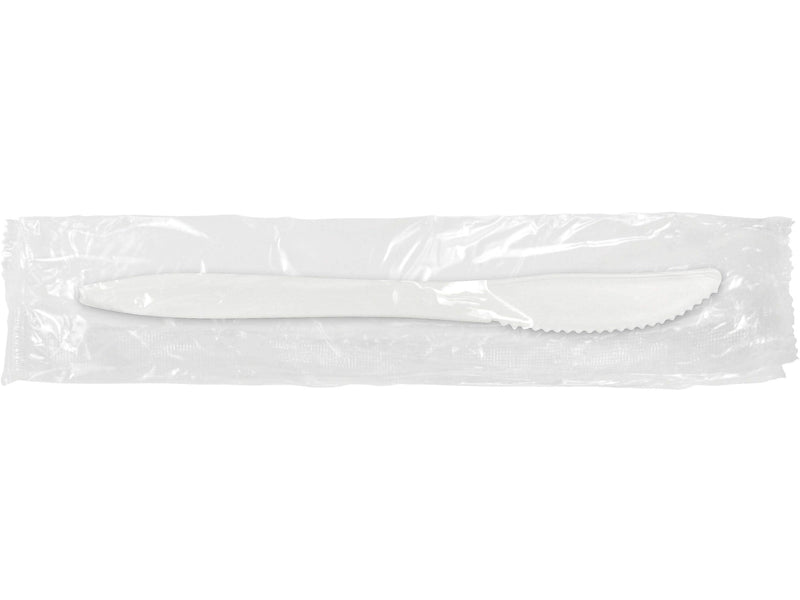 Berkley Square Individually Wrapped Polypropylene Knives, Medium-Weight, White, 1000/Carton (PKMS)