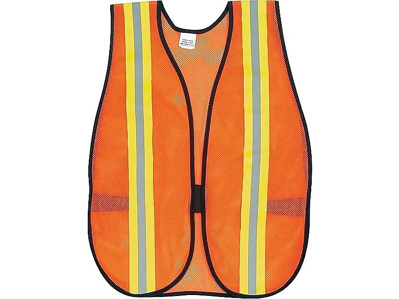 MCR Safety High Visibility Sleeveless Safety Vest, Orange, One Size (V201R)