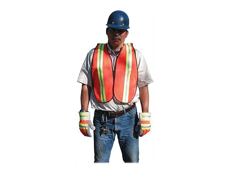 MCR Safety High Visibility Sleeveless Safety Vest, Orange, One Size (V201R)