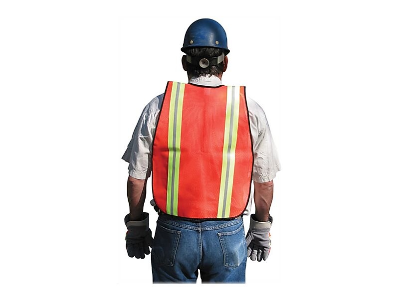 MCR Safety High Visibility Sleeveless Safety Vest, Orange, One Size (V201R)