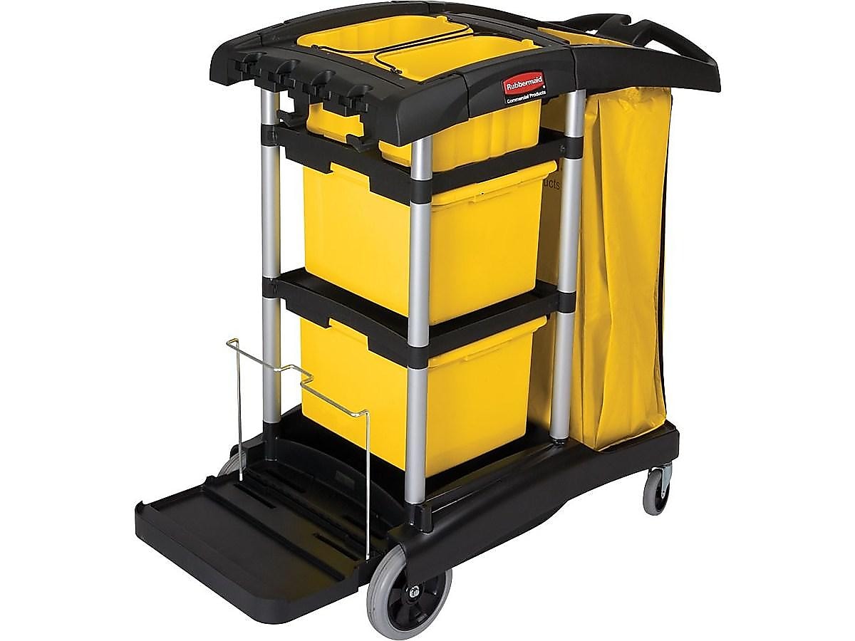 Rubbermaid Commercial 3-Shelf Cleaning Cart (FG9T7300BLA)