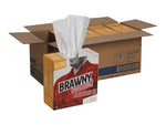 Brawny Professional Heavy Duty Durable Fibers Cleaning Wipers, 9.1", White, 100 Wipers/Box, 5/Carton (25070)