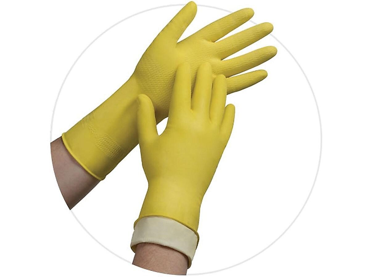 Ambitex Pro L6500 Series Flock Lined Latex Gloves, Yellow, Large, 12 Pairs (LLG6500)