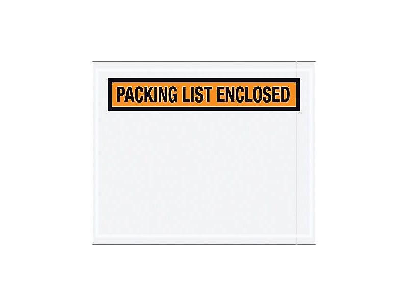 Packing List Envelopes, 4 1/2"H x 5 1/2"W, Orange Panel Face, "Packing List Enclosed", 1000/Carton (ENVPQ12)