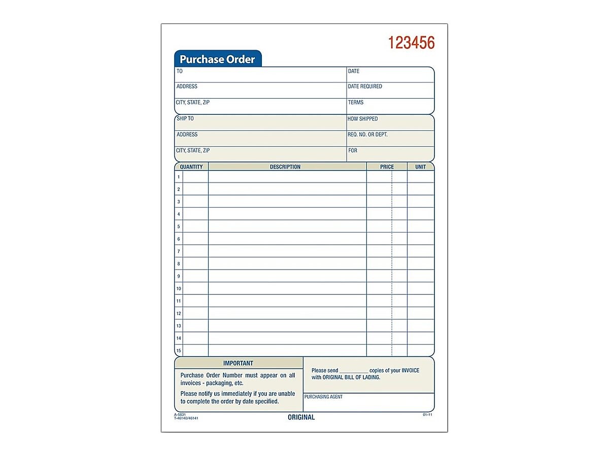 Adams 2-Part Carbonless Purchase Requisitions, 8.44"L x 5.56"W, 50 Sets/Book (DC5831)