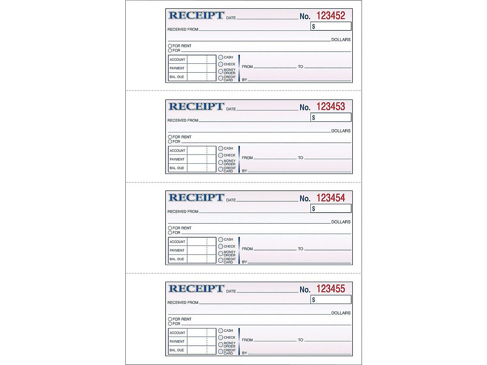 Adams 2-Part Carbonless Receipts, 2.75"L x 7.13"W, 200 Sets/Book (DC1182)
