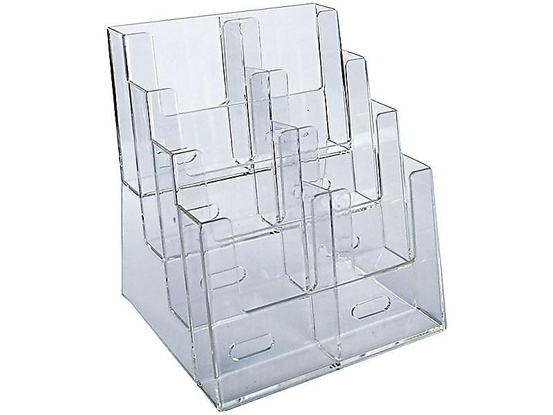 Azar Brochure Holder, 9.25" x 13.25", Vertical, Table Top, Clear, Plastic (252377)