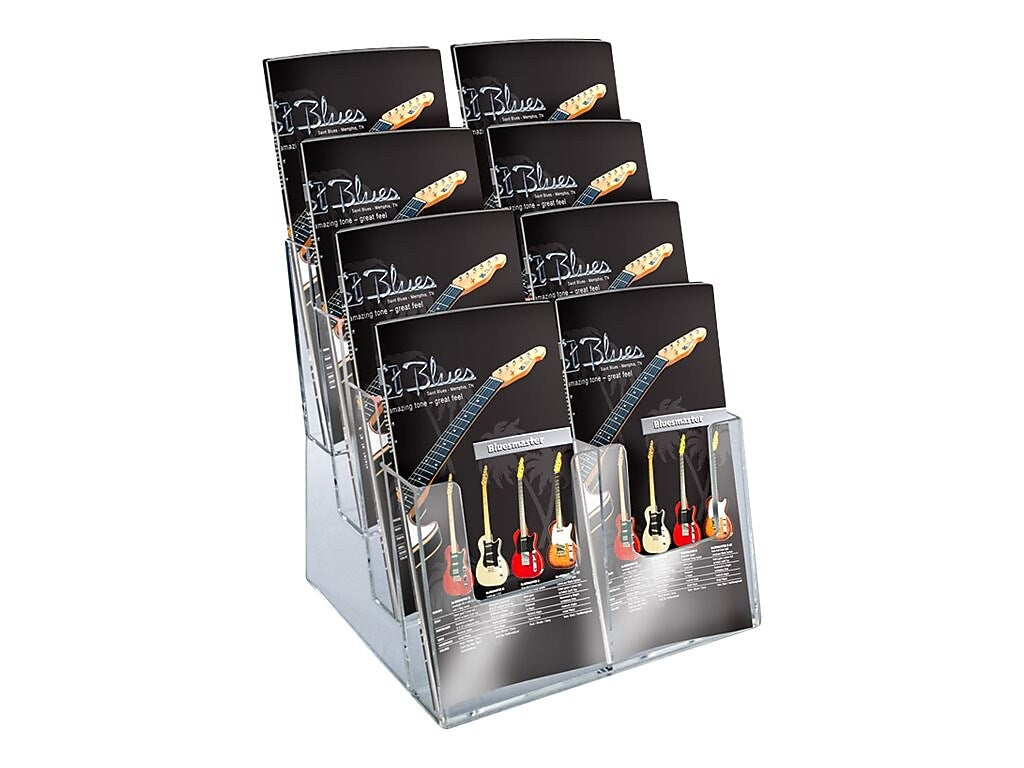Azar Brochure Holder, 9.25" x 13.25", Vertical, Table Top, Clear, Plastic (252377)