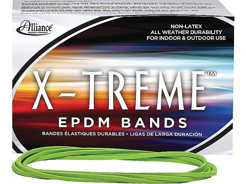 Alliance X-Treme EPDM Multi-Purpose #117B Rubber Bands, 7" x 1/8", Non-Latex, Lime Green, 175/Pack (02005)