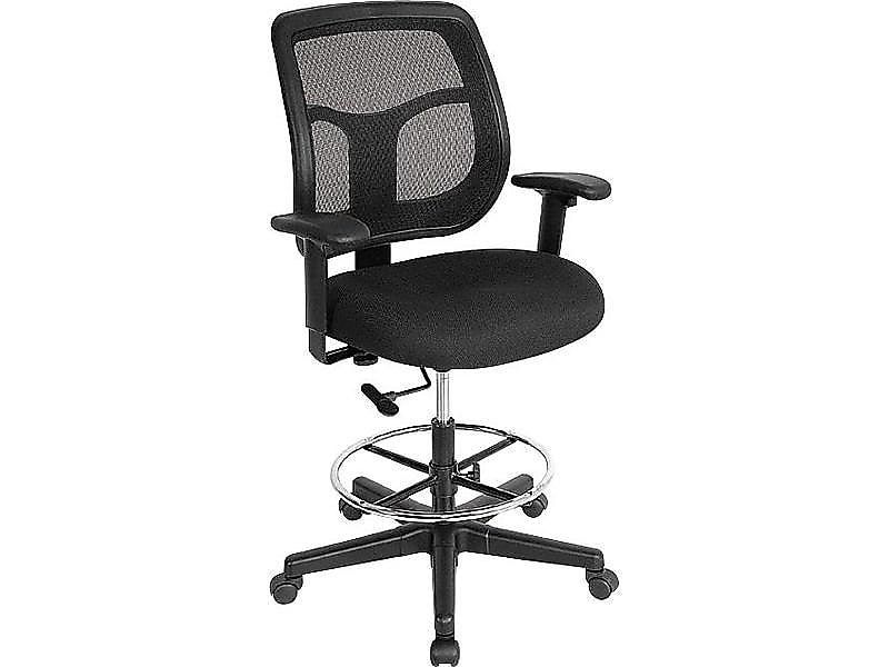 EuroTech Apollo Mesh Fabric Back Fabric Drafting Chair, Black (DFT9800)