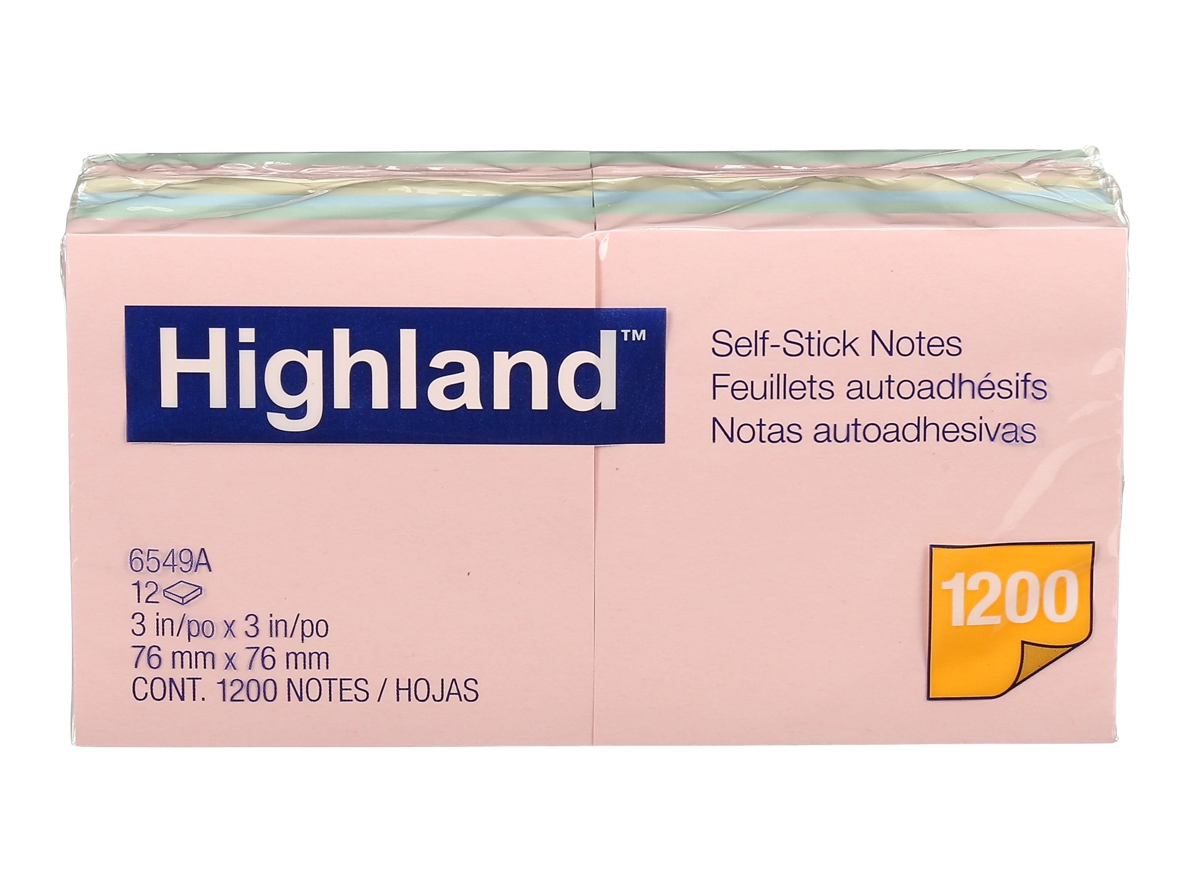 Highland Notes, 3" x 3", Assorted Collection, 100 Sheet/Pad, 12 Pads/Pack (6549A)