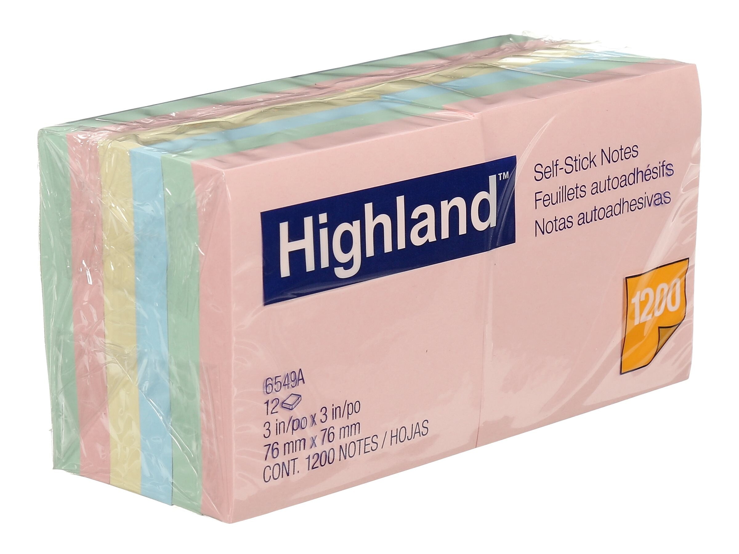 Highland Notes, 3" x 3", Assorted Collection, 100 Sheet/Pad, 12 Pads/Pack (6549A)