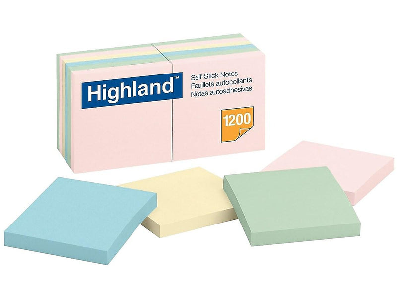 Highland Notes, 3" x 3", Assorted Collection, 100 Sheet/Pad, 12 Pads/Pack (6549A)