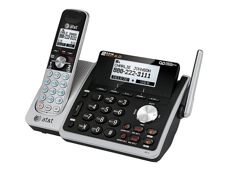 AT&T TL88102 2-Line Cordless Phone, Gray/Black