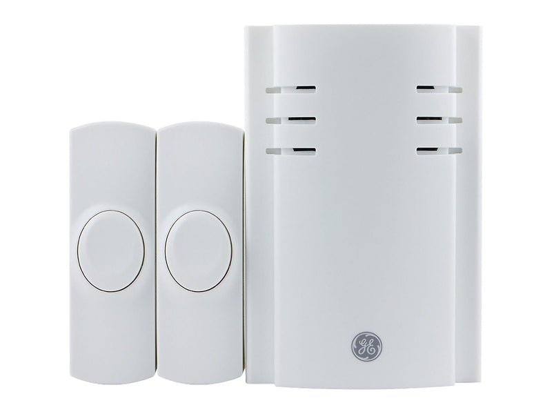 GE Plug-in Wireless Smart Two Doorbells & Chime, White (19300)