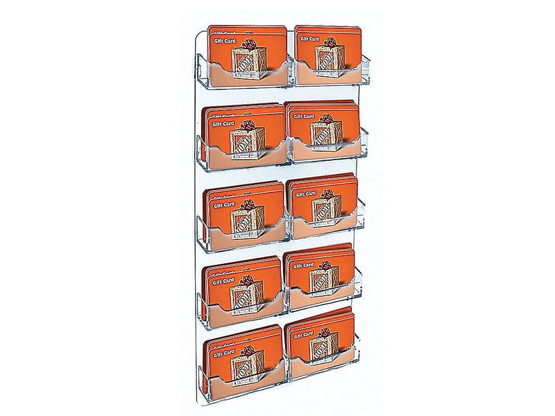 Azar Card Holder, 8.5" x 15.75", Vertical, Wall Mounted, Clear, Acrylic, 2/Pack (252222)
