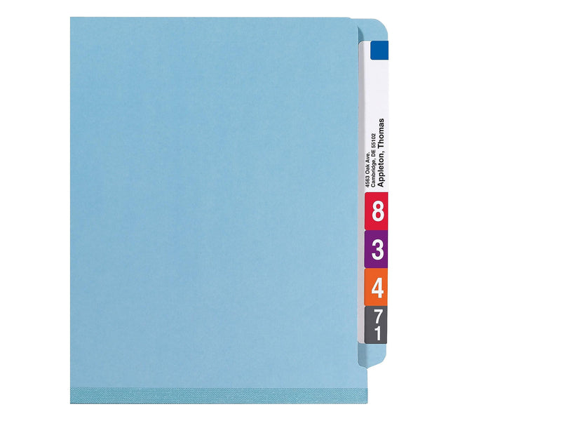 Smead SafeSHIELD 50% Recycled Heavy Duty Pressboard Classification Folder, 2-Dividers, 2" Expansion, Letter Size, Blue, 10/Box