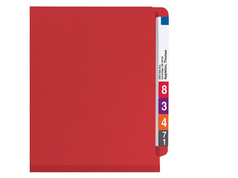 Smead SafeSHIELD 50% Recycled Heavy Duty Classification Folder, 2-Dividers, 2" Expansion, Legal Size, Bright Red, 10/Box