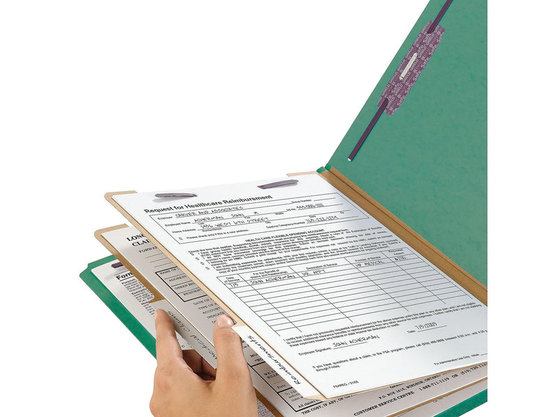 Smead 50% Recycled End Tab Pressboard Classification Folders, Legal Size, Green, 10/Box (29785)