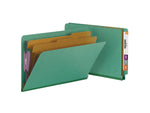 Smead 50% Recycled End Tab Pressboard Classification Folders, Legal Size, Green, 10/Box (29785)