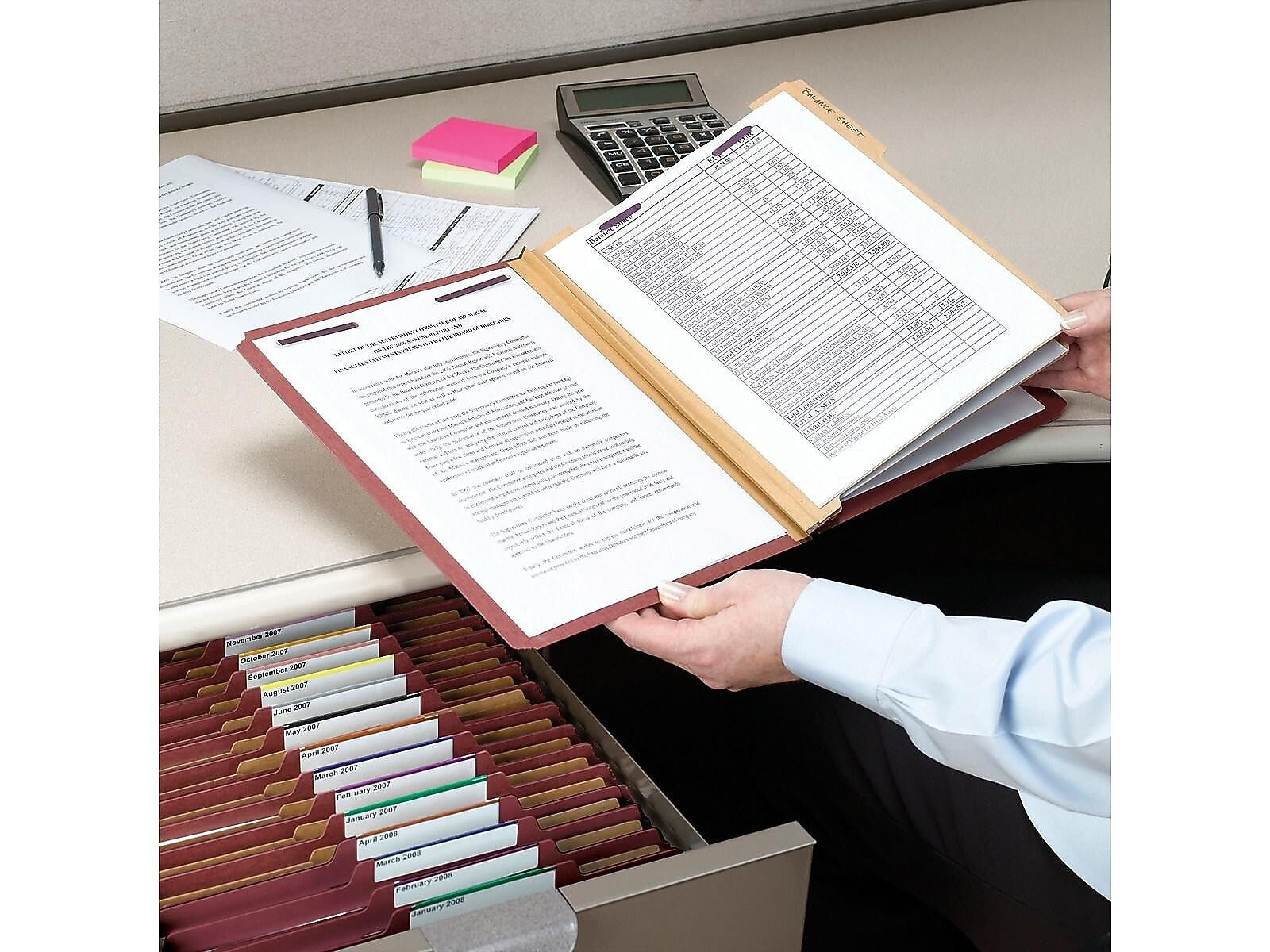 Smead SafeSHIELD 60% Recycled Heavy Duty Pressboard Classification Folder, 2-Dividers, 2" Expansion, Legal Size, Red, 10/Box