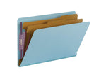 Smead 60% Recycled End Tab Pressboard Classification Folders, Legal Size, Blue, 10/Box (29781)