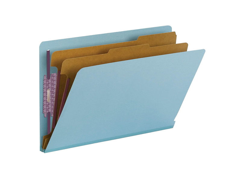 Smead 60% Recycled End Tab Pressboard Classification Folders, Legal Size, Blue, 10/Box (29781)