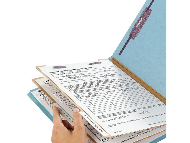 Smead 60% Recycled End Tab Pressboard Classification Folders, Legal Size, Blue, 10/Box (29781)