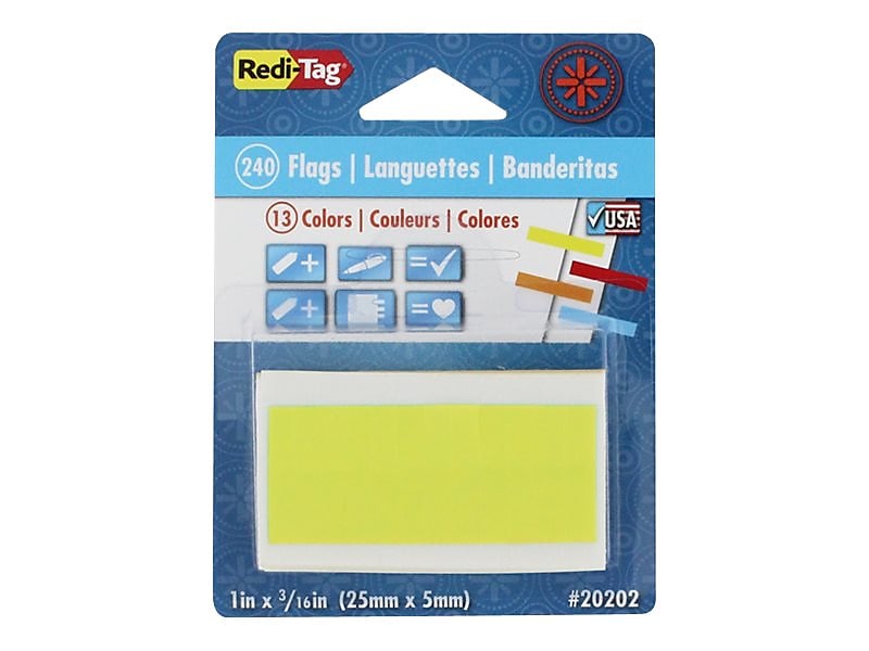 Redi-Tag Flags, Assorted Colors, 1" Wide, 240/Pack (20202)