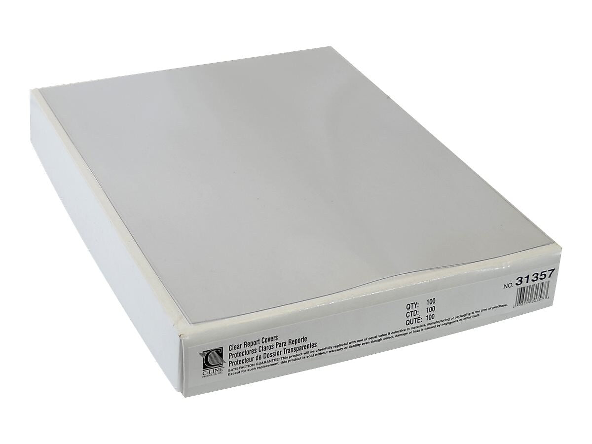 C-Line Punchless Report Covers, Letter, Clear, 100/Box (31357)