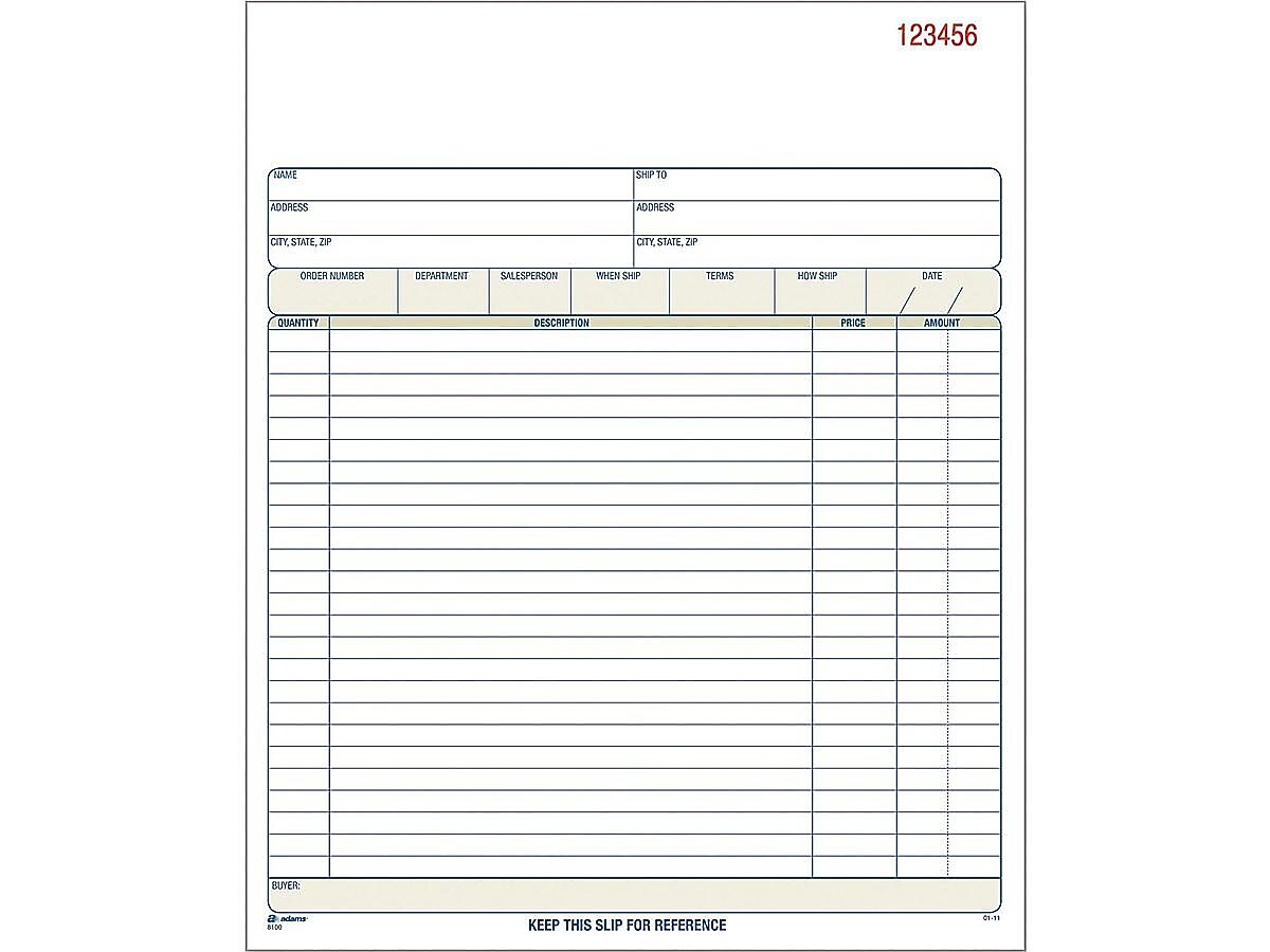 Adams 3-Part Carbonless Sales Orders, 10.69"L x 8.38"W, 50 Sets/Book (TC8100)