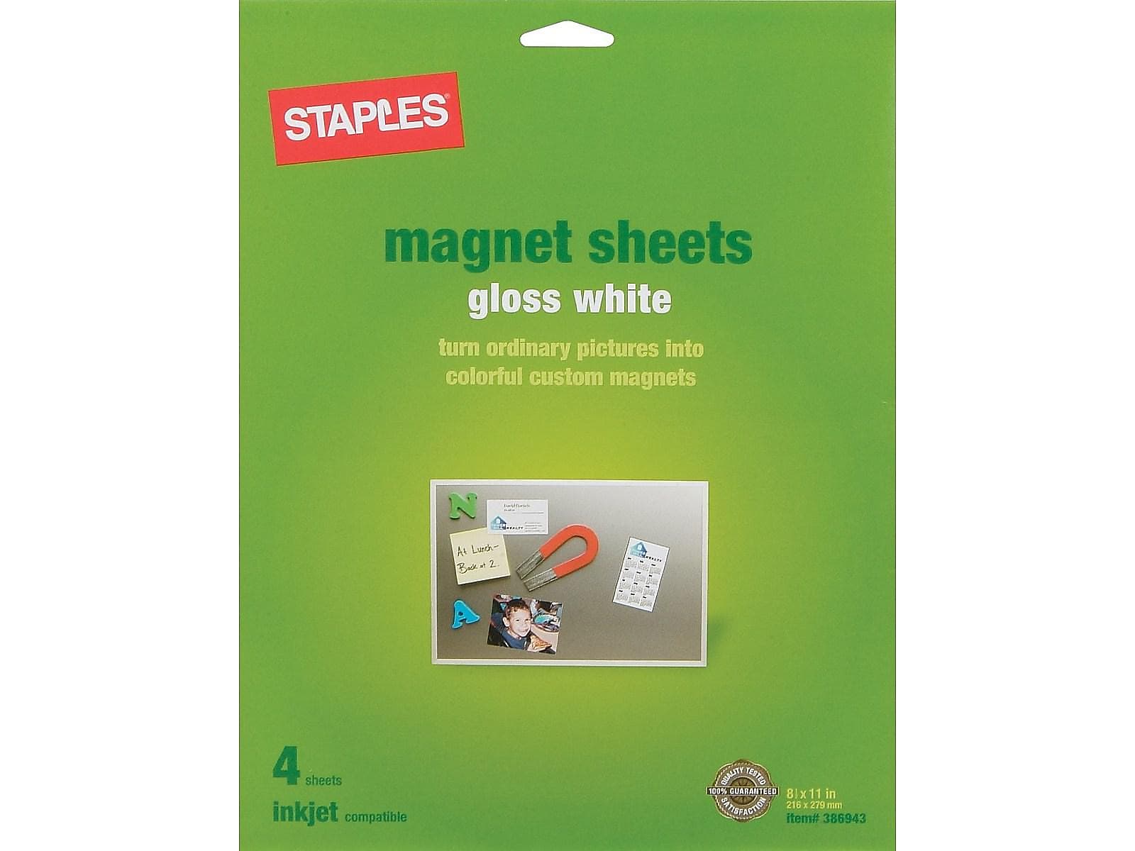 Staples Magnetic Glossy Photo Paper, 8.5" x 11", 4/Pack (34747-CC)