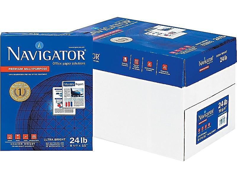 Navigator Premium 8.5" x 11" Multipurpose Paper, 24 lbs., 99 Brightness, 500/Ream, 10 Reams/Carton (NMP1124)