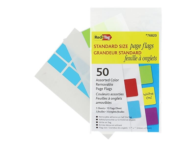 Redi-Tag Page Flags, Assorted Colors, 1" Wide, 50/Pack (76820)
